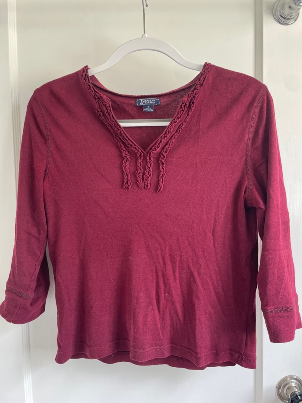 American Living Women's Burgundy V-Neck Knit Tunic*
